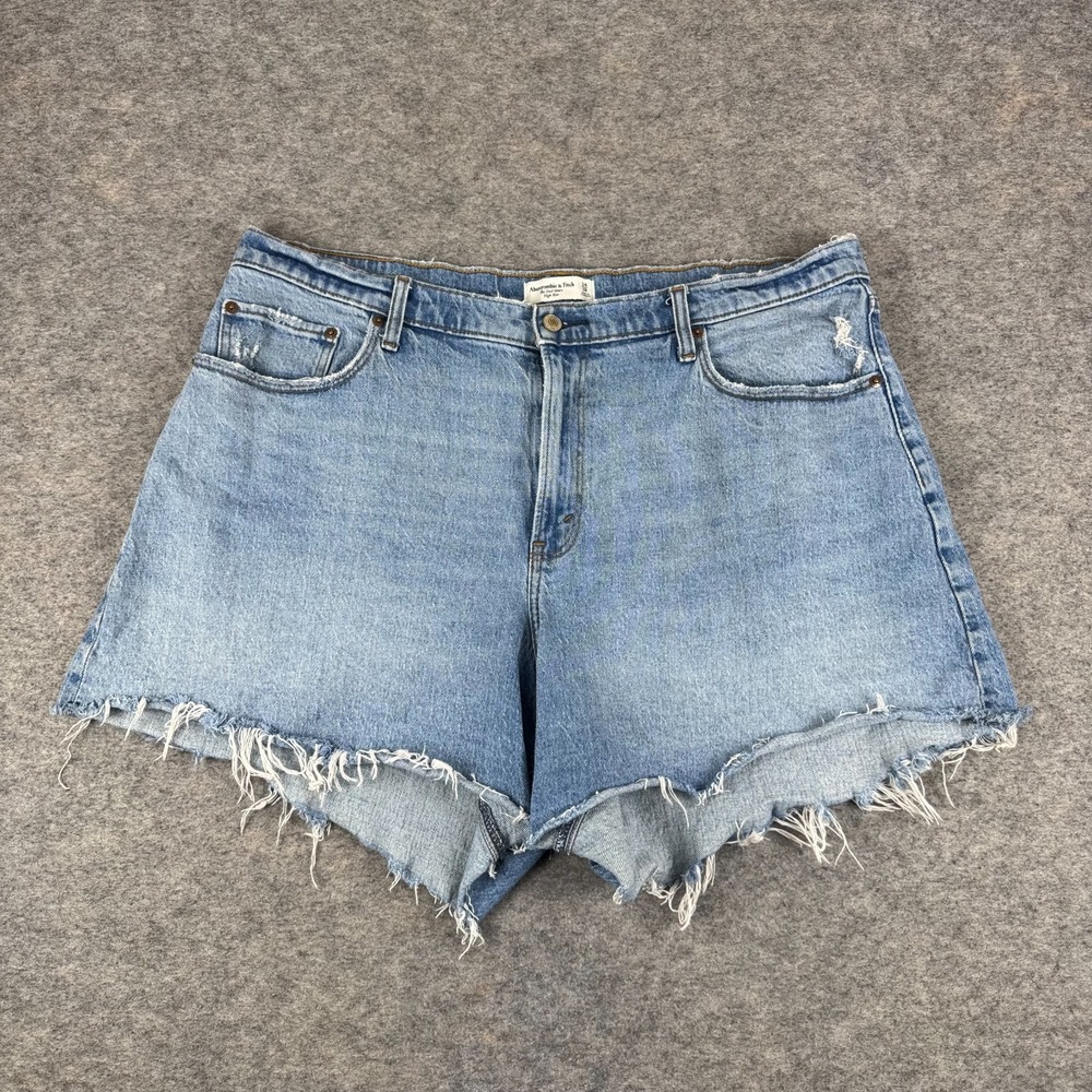 Abercrombie & Fitch Curve Love High Rise The Dad Short 5" Denim Womens 34 18